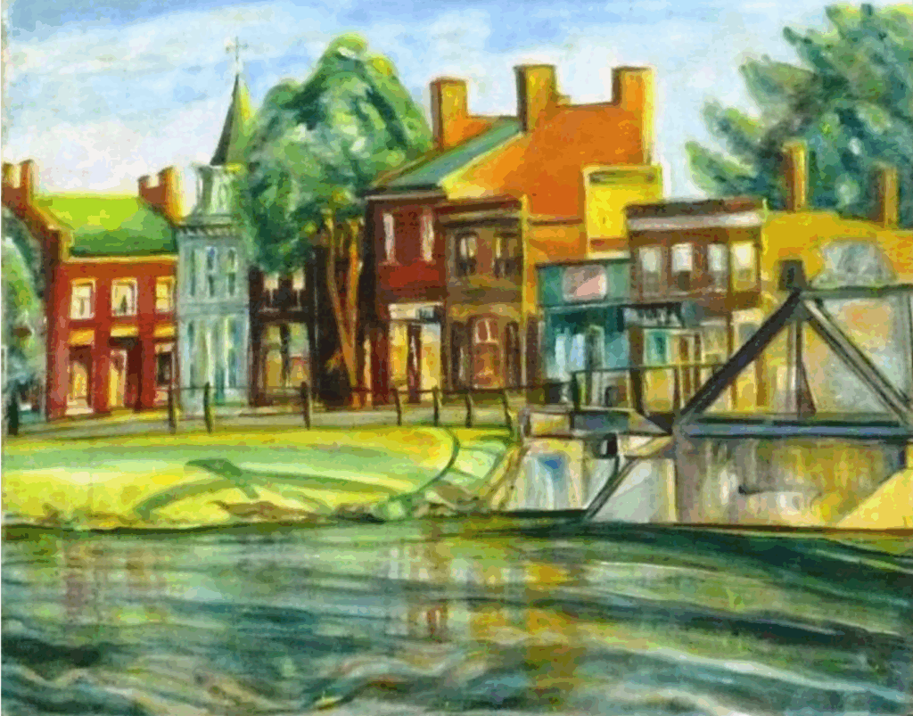 Painting by Francis Turnbull- landscape downtown Welland